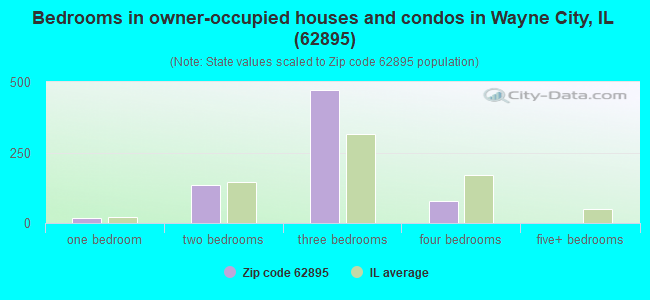 Bedrooms in owner-occupied houses and condos in Wayne City, IL (62895) 