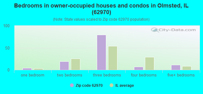 Bedrooms in owner-occupied houses and condos in Olmsted, IL (62970) 