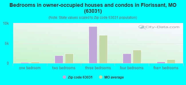 Bedrooms in owner-occupied houses and condos in Florissant, MO (63031) 