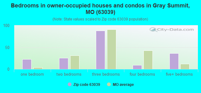 Bedrooms in owner-occupied houses and condos in Gray Summit, MO (63039) 