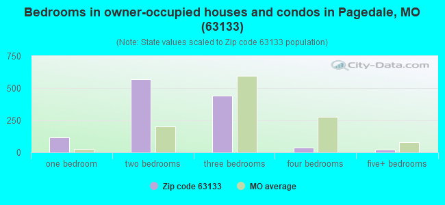 Bedrooms in owner-occupied houses and condos in Pagedale, MO (63133) 