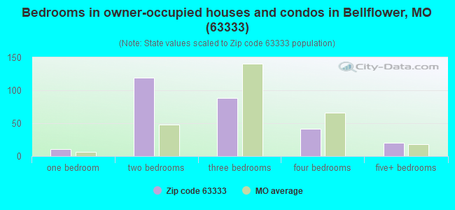 Bedrooms in owner-occupied houses and condos in Bellflower, MO (63333) 