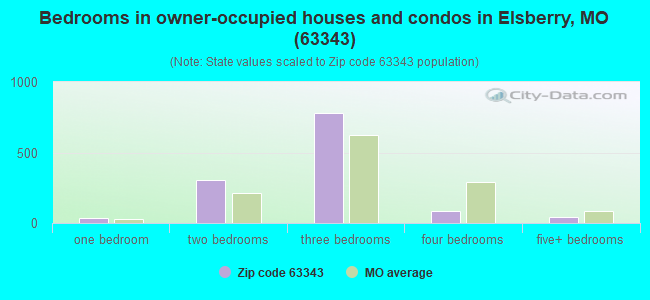 Bedrooms in owner-occupied houses and condos in Elsberry, MO (63343) 