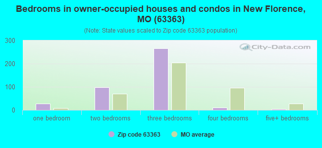 Bedrooms in owner-occupied houses and condos in New Florence, MO (63363) 