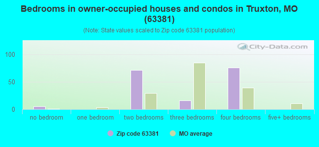 Bedrooms in owner-occupied houses and condos in Truxton, MO (63381) 