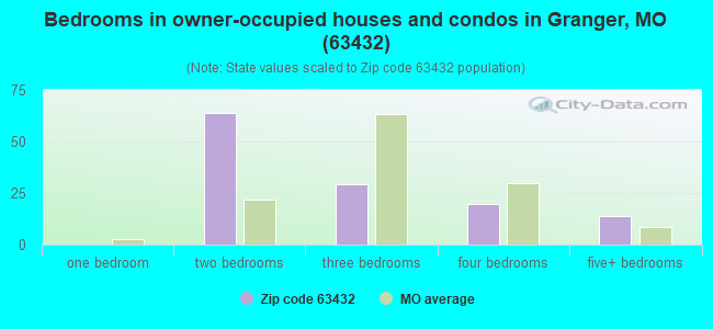 Bedrooms in owner-occupied houses and condos in Granger, MO (63432) 