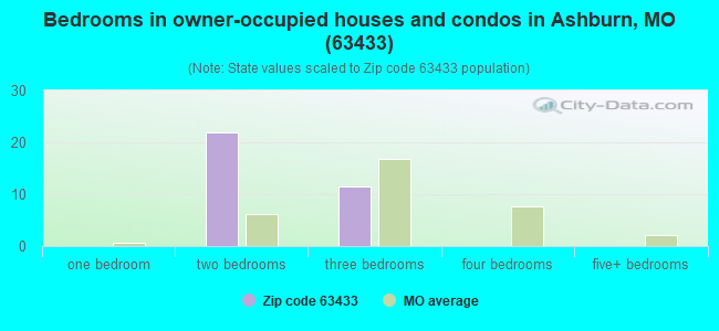 Bedrooms in owner-occupied houses and condos in Ashburn, MO (63433) 