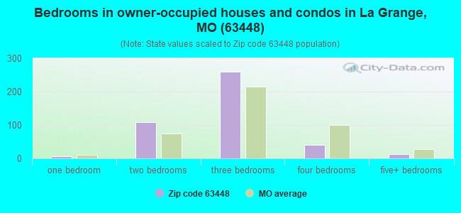 Bedrooms in owner-occupied houses and condos in La Grange, MO (63448) 