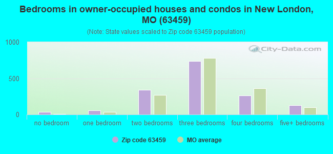 Bedrooms in owner-occupied houses and condos in New London, MO (63459) 