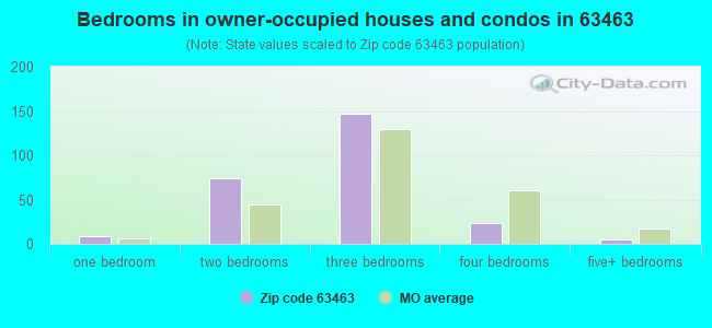 Bedrooms in owner-occupied houses and condos in 63463 