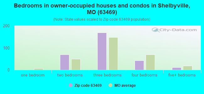 Bedrooms in owner-occupied houses and condos in Shelbyville, MO (63469) 