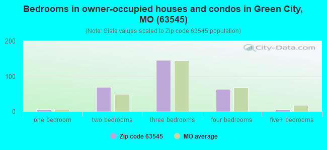 Bedrooms in owner-occupied houses and condos in Green City, MO (63545) 