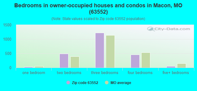 Bedrooms in owner-occupied houses and condos in Macon, MO (63552) 