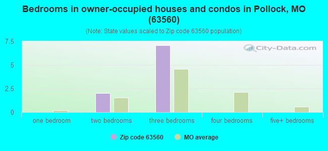 Bedrooms in owner-occupied houses and condos in Pollock, MO (63560) 