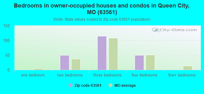 Bedrooms in owner-occupied houses and condos in Queen City, MO (63561) 
