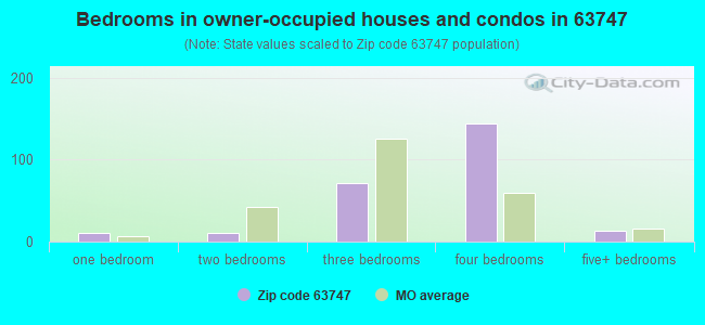 Bedrooms in owner-occupied houses and condos in 63747 