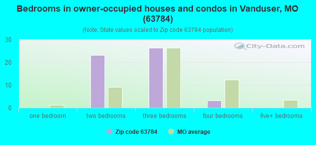 Bedrooms in owner-occupied houses and condos in Vanduser, MO (63784) 