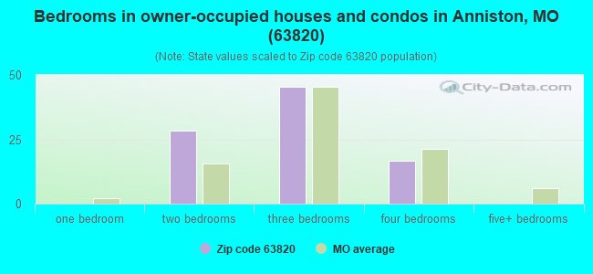 Bedrooms in owner-occupied houses and condos in Anniston, MO (63820) 