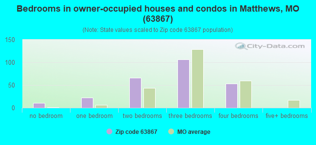 Bedrooms in owner-occupied houses and condos in Matthews, MO (63867) 