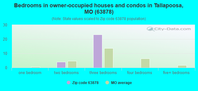 Bedrooms in owner-occupied houses and condos in Tallapoosa, MO (63878) 