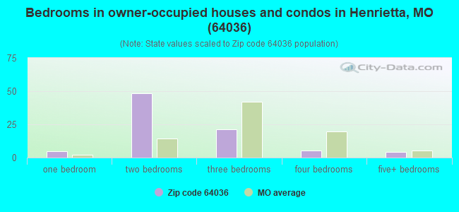 Bedrooms in owner-occupied houses and condos in Henrietta, MO (64036) 