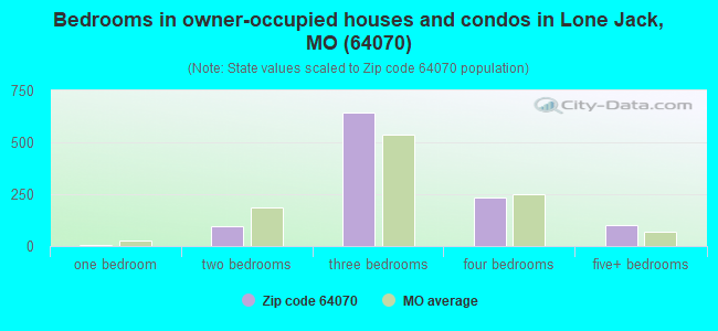 Bedrooms in owner-occupied houses and condos in Lone Jack, MO (64070) 