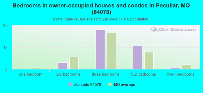 Bedrooms in owner-occupied houses and condos in Peculiar, MO (64078) 