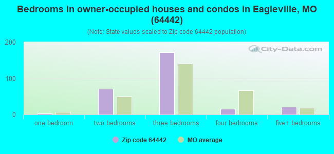 Bedrooms in owner-occupied houses and condos in Eagleville, MO (64442) 