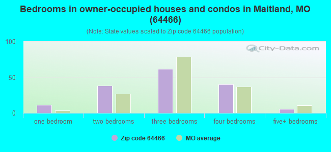 Bedrooms in owner-occupied houses and condos in Maitland, MO (64466) 