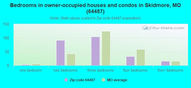 Bedrooms in owner-occupied houses and condos in Skidmore, MO (64487) 