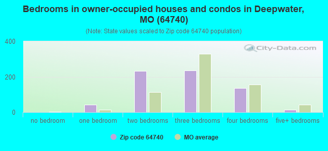 Bedrooms in owner-occupied houses and condos in Deepwater, MO (64740) 