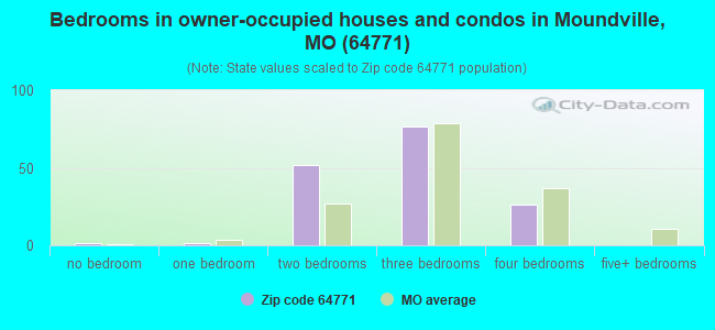 Bedrooms in owner-occupied houses and condos in Moundville, MO (64771) 