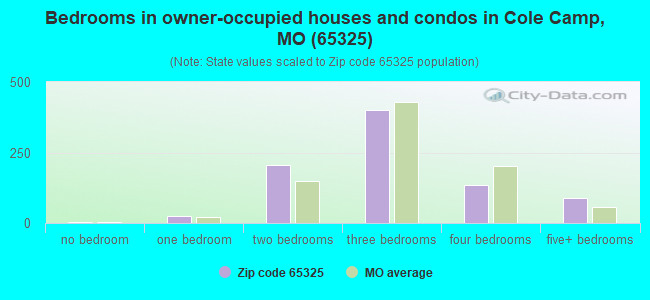 Bedrooms in owner-occupied houses and condos in Cole Camp, MO (65325) 