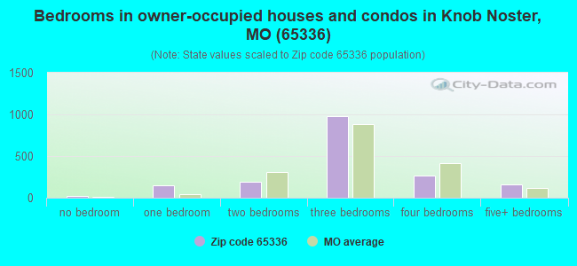 Bedrooms in owner-occupied houses and condos in Knob Noster, MO (65336) 