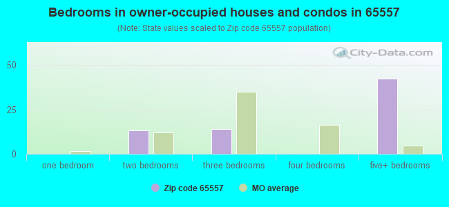 Bedrooms in owner-occupied houses and condos in 65557 