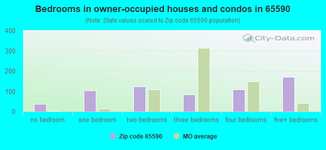 Bedrooms in owner-occupied houses and condos in 65590 