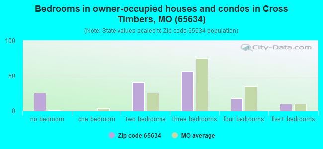 Bedrooms in owner-occupied houses and condos in Cross Timbers, MO (65634) 