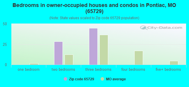 Bedrooms in owner-occupied houses and condos in Pontiac, MO (65729) 
