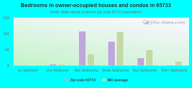 Bedrooms in owner-occupied houses and condos in 65733 