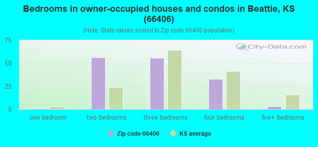 Bedrooms in owner-occupied houses and condos in Beattie, KS (66406) 