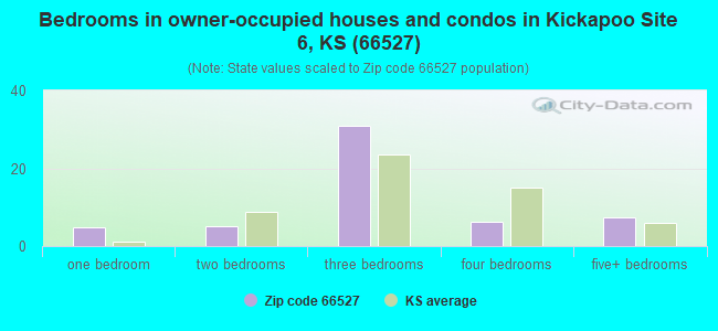 Bedrooms in owner-occupied houses and condos in Kickapoo Site 6, KS (66527) 