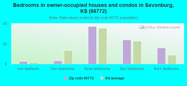 Bedrooms in owner-occupied houses and condos in Savonburg, KS (66772) 