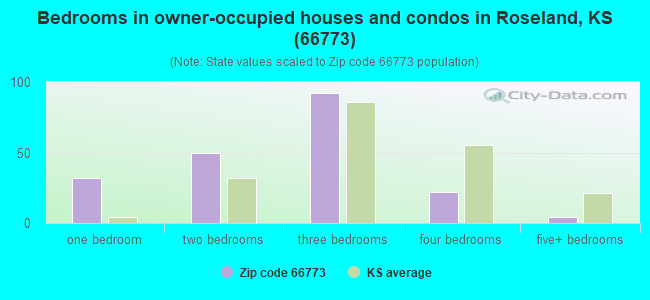 Bedrooms in owner-occupied houses and condos in Roseland, KS (66773) 