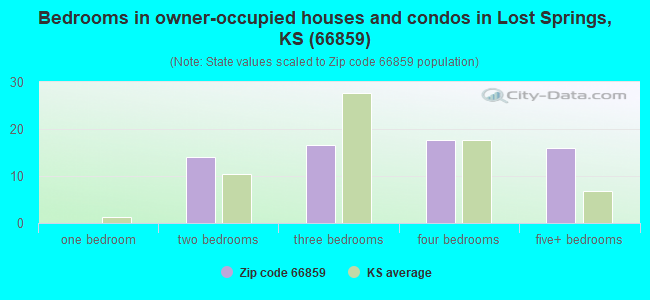 Bedrooms in owner-occupied houses and condos in Lost Springs, KS (66859) 