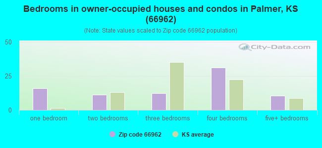 Bedrooms in owner-occupied houses and condos in Palmer, KS (66962) 