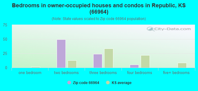 Bedrooms in owner-occupied houses and condos in Republic, KS (66964) 