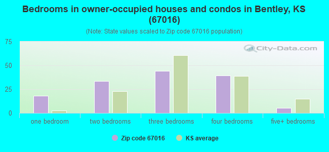 Bedrooms in owner-occupied houses and condos in Bentley, KS (67016) 