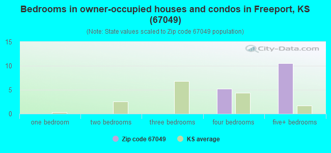 Bedrooms in owner-occupied houses and condos in Freeport, KS (67049) 