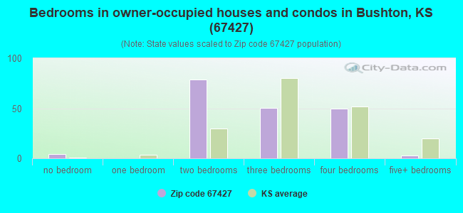 Bedrooms in owner-occupied houses and condos in Bushton, KS (67427) 