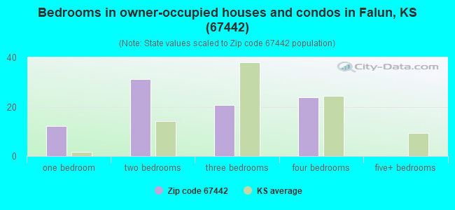 Bedrooms in owner-occupied houses and condos in Falun, KS (67442) 